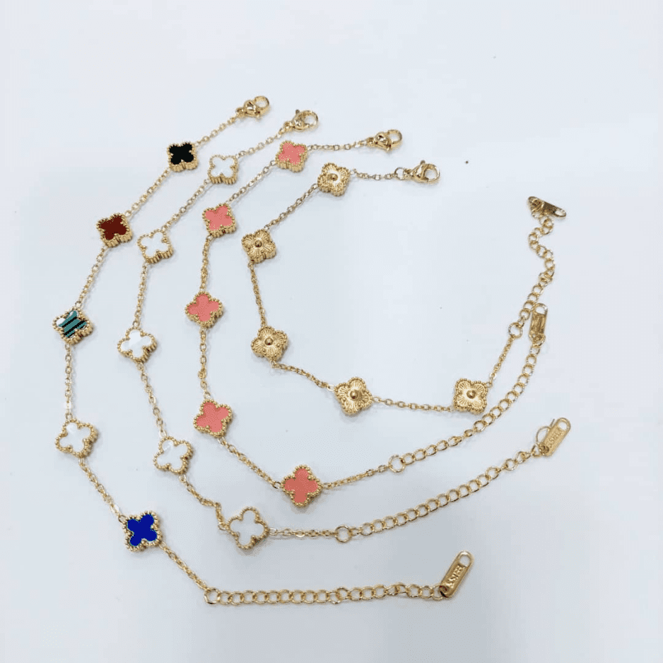 41 Assorted Gold Clover Chain Bracelets - Image 1
