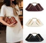 JW PEI "Lila" Geometric Metal Handle Ruched Cloud Clutch Bag