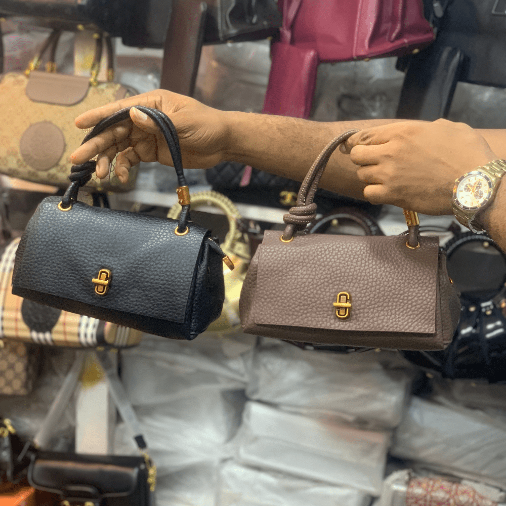 Bags 32 Black & Brown Pebble Leather Top Handle Duo - Image 1