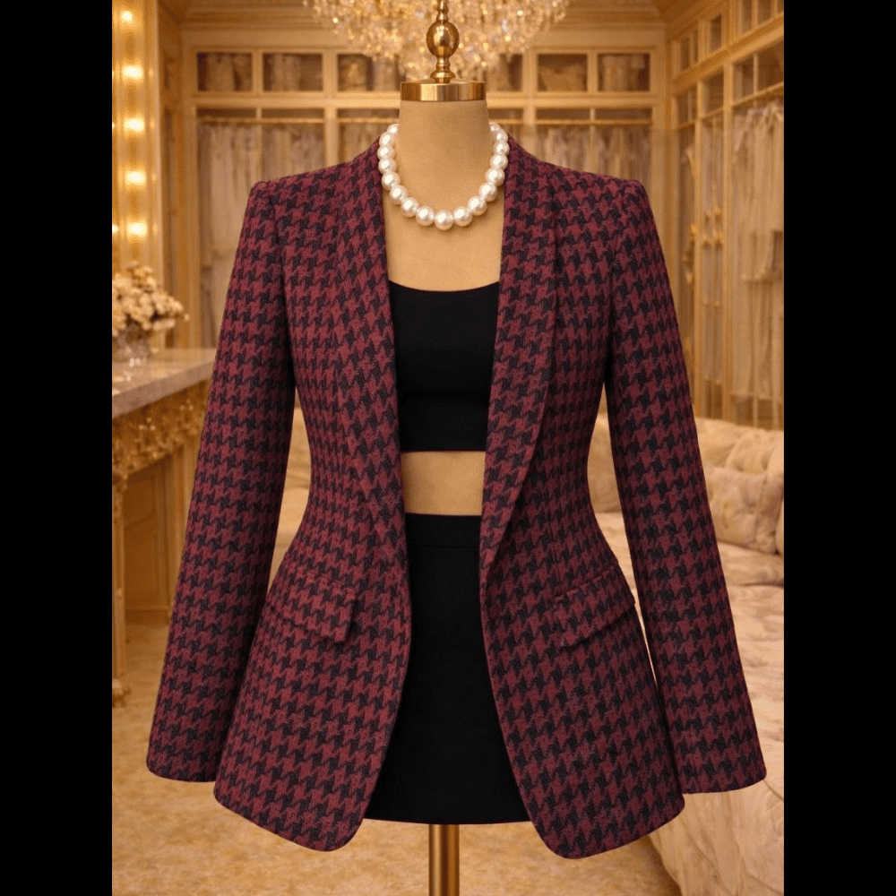 Blazer 1 - 79,000 Premium Tailored Blazer - Magenta Houndstooth - Image 1