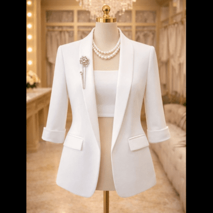 Classic 3/4 Sleeve Blazer - White