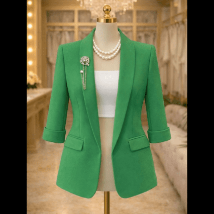 Classic 3/4 Sleeve Blazer - Green