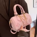 Lucky Clover Embossed Barrel Bag | Mini Crossbody with Heart Chain Charm - Image 4