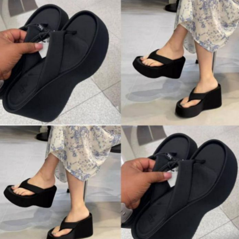 Shoes 12 Black Platform Thong Sandals - Image 1
