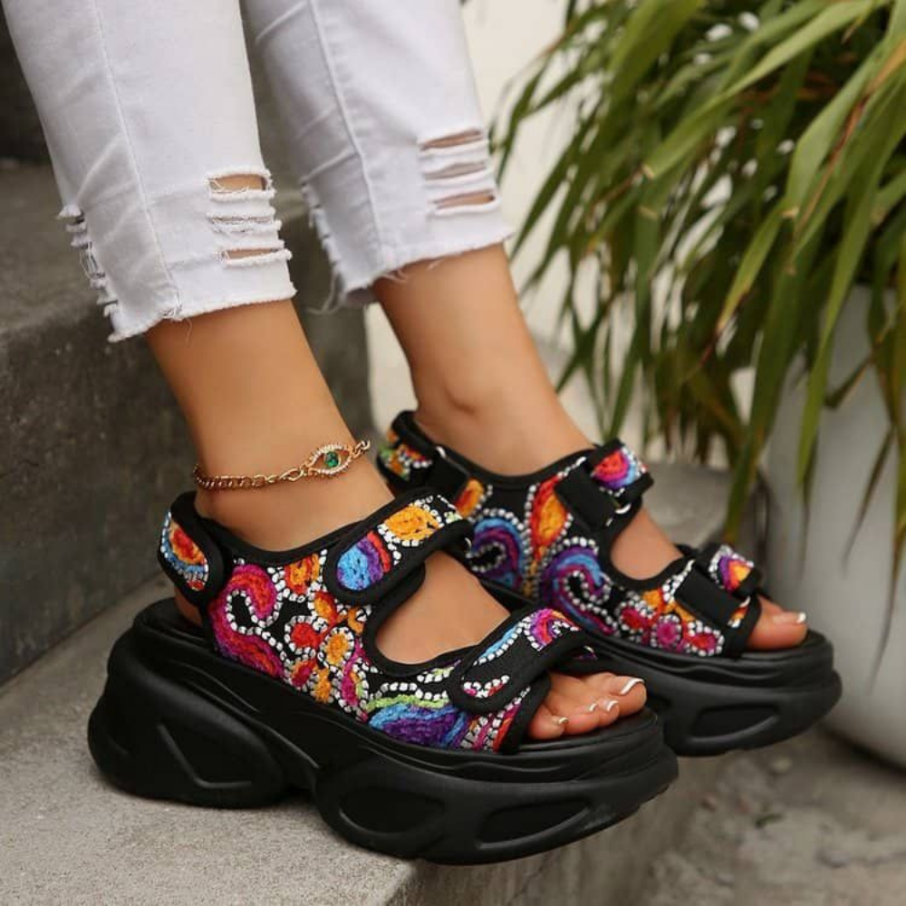 Shoes 31 Chanel Embroidered Platform Sandals - Image 1