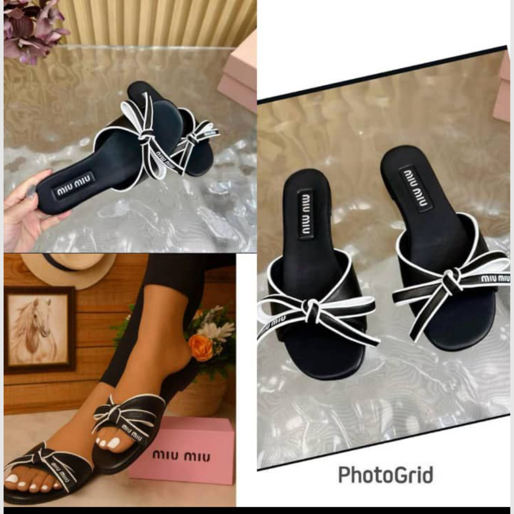 Shoes 86 Miu Miu Black Bow Slides - Image 1